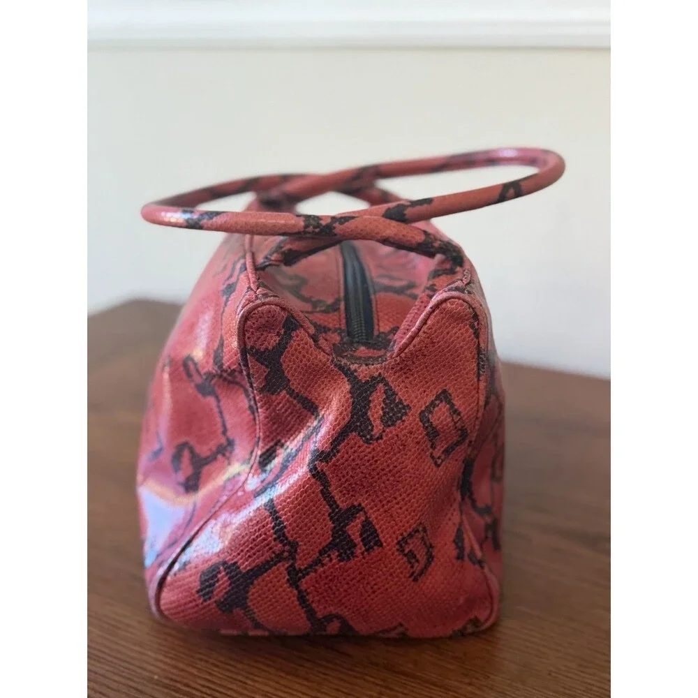 Vintage Moschino Red And Black Boa Snakeskin Handbag Redwall Made in Italy